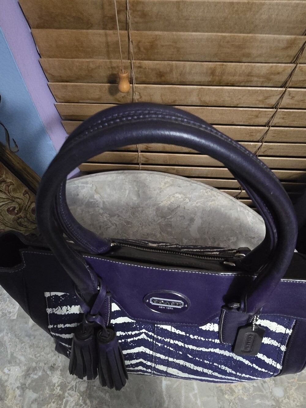 Coach Legacy Candace Purple Zebra Print Leather Satchel Purse - Picture 14 of 14